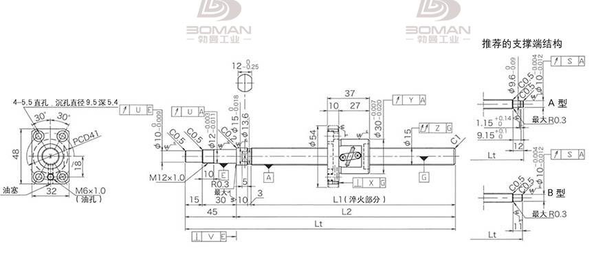 KURODA GP1502DS-BAPR-0300B-C3S 黑田精工丝杆底座安装图